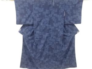 抽象模様織り出し手織り節紬着物